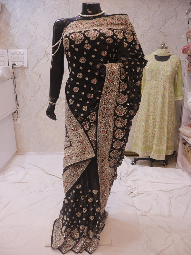 “The Raven Black” Premium Designer Saree - Image 3