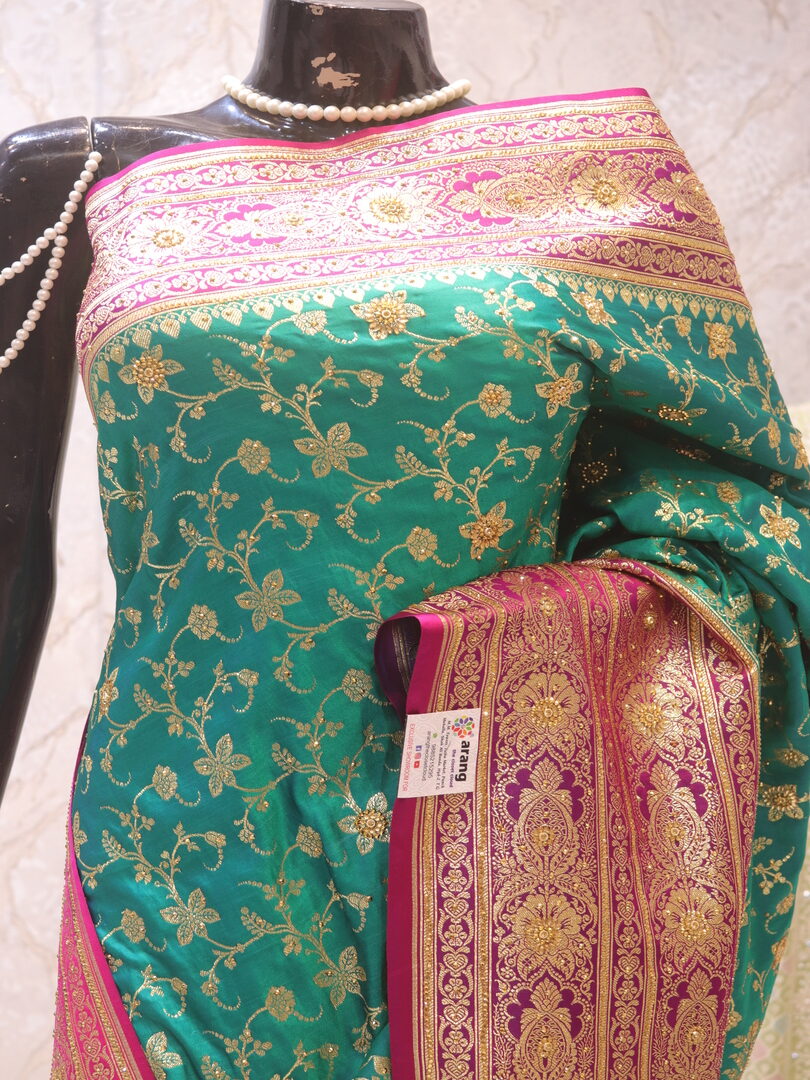 "The Persian Green Duet" Premium Banarasi Silk Saree - Image 2