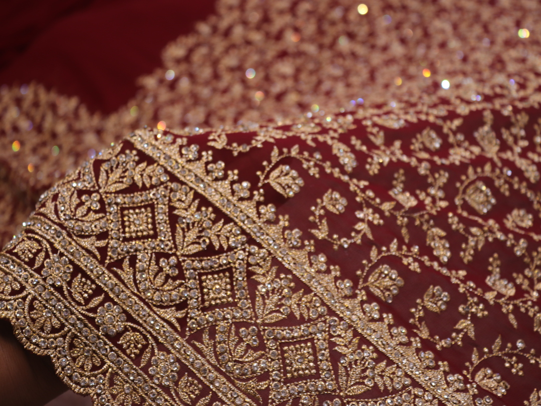 “The Royal Mahogany” Premium Designer Saree with Veil - Image 5