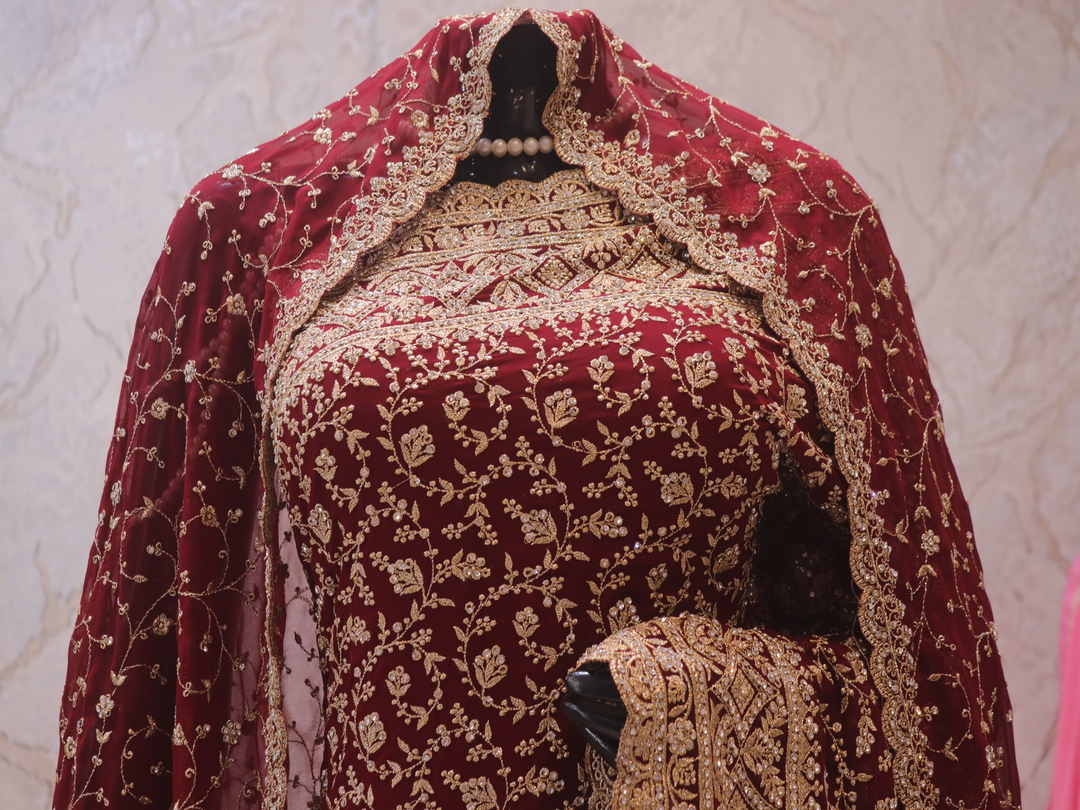 “The Royal Mahogany” Premium Designer Saree with Veil