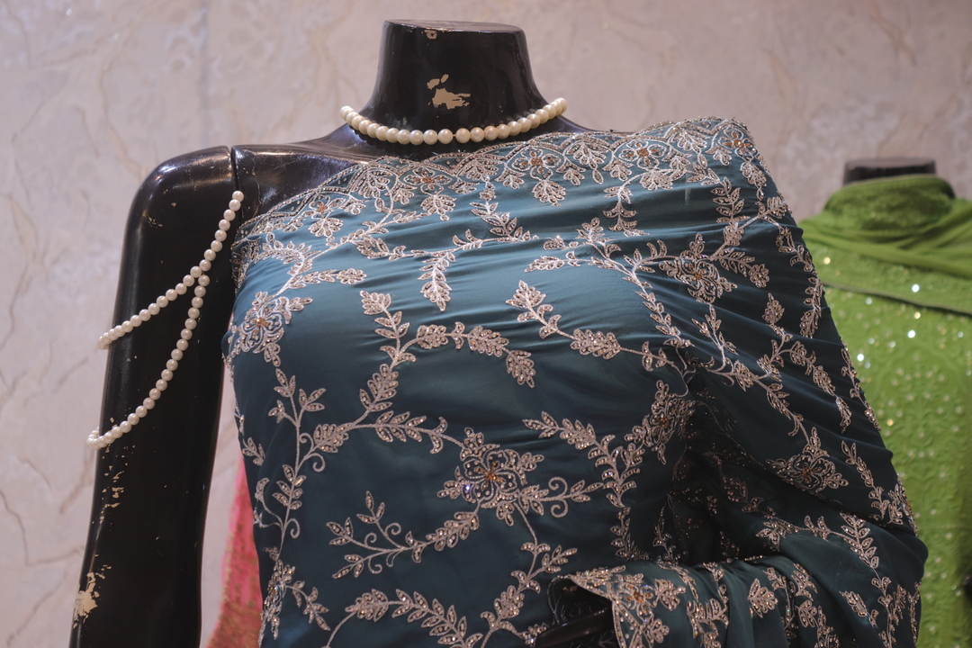 “The Columbia Blue” Premium Designer Saree