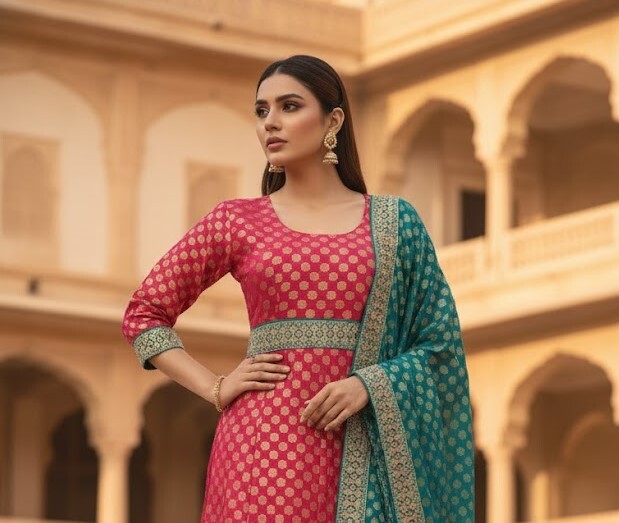 The Designer Luxury Frock Style Ready to Wear Dress - Image 2