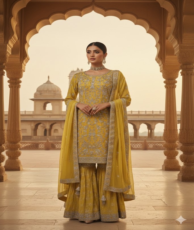 The Designer Luxury Farshi Style Semi-Stitched Gharara - Image 3