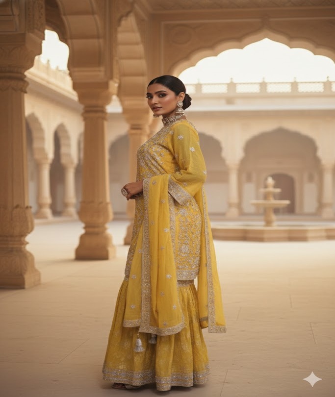 The Designer Luxury Farshi Style Semi-Stitched Gharara - Image 4