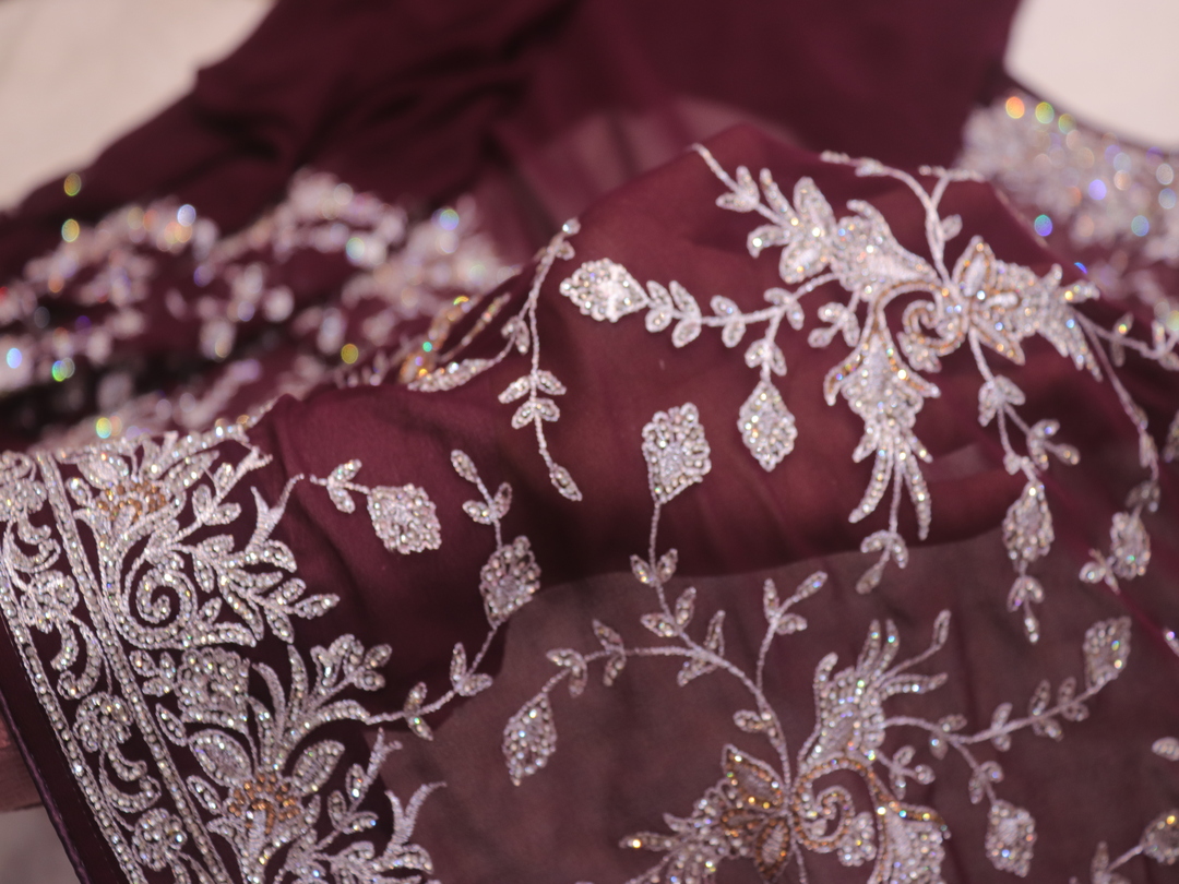 “The Deep Wine” Premium Designer Saree - Image 5
