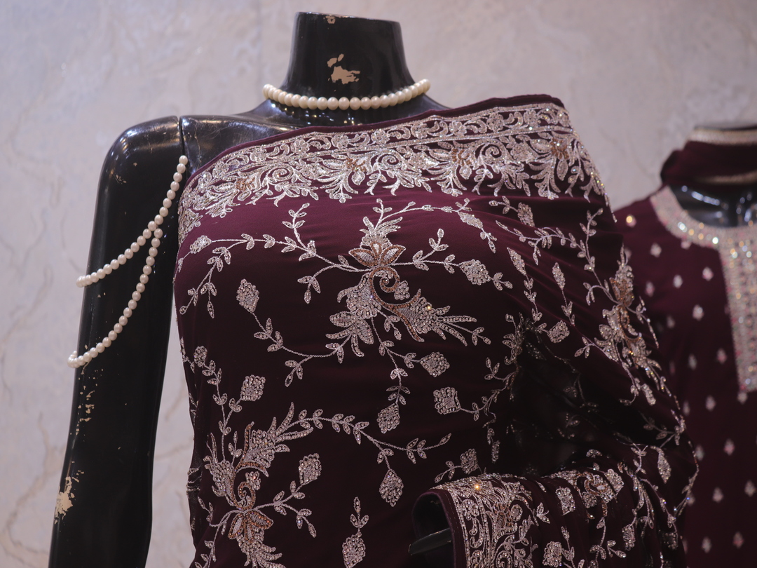 “The Deep Wine” Premium Designer Saree