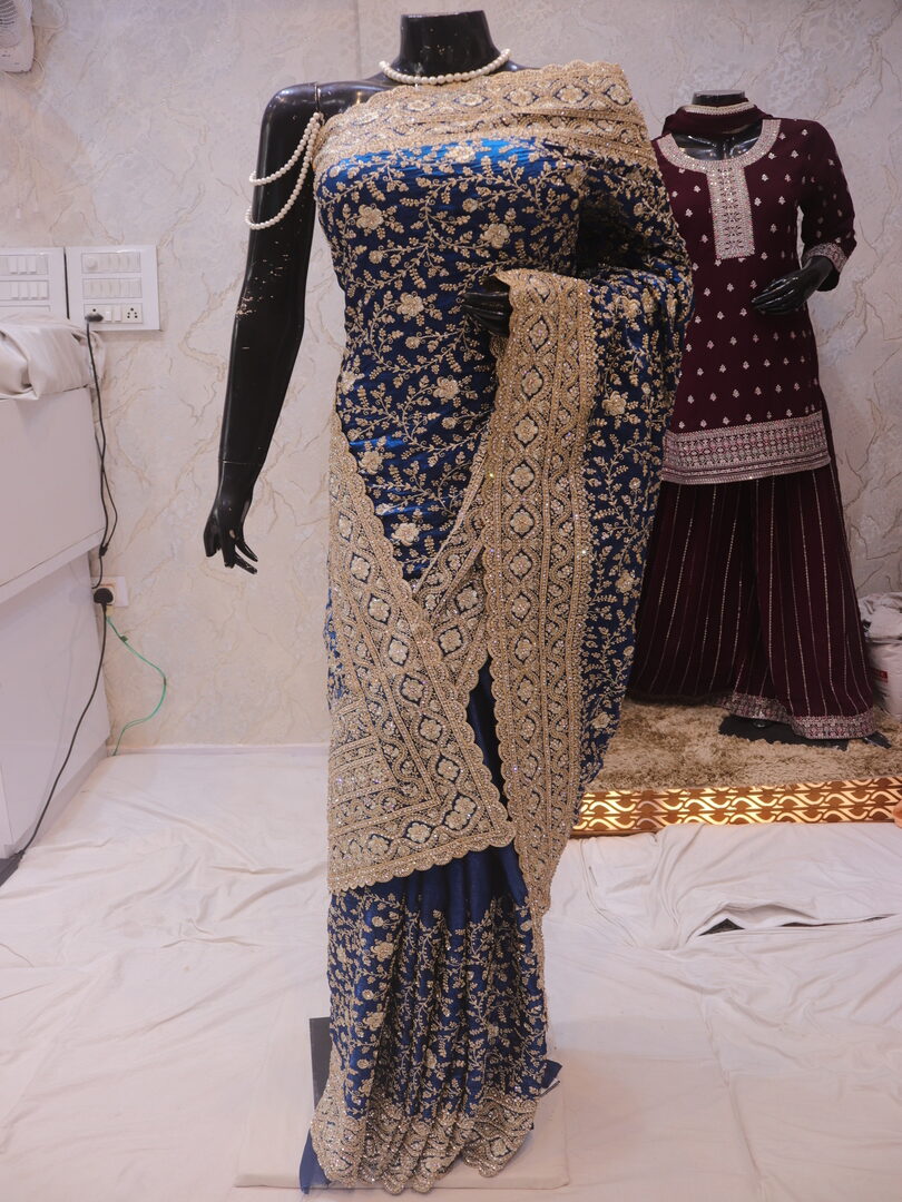 "The Aquamarine Blue" Premium Designer Saree - Image 3