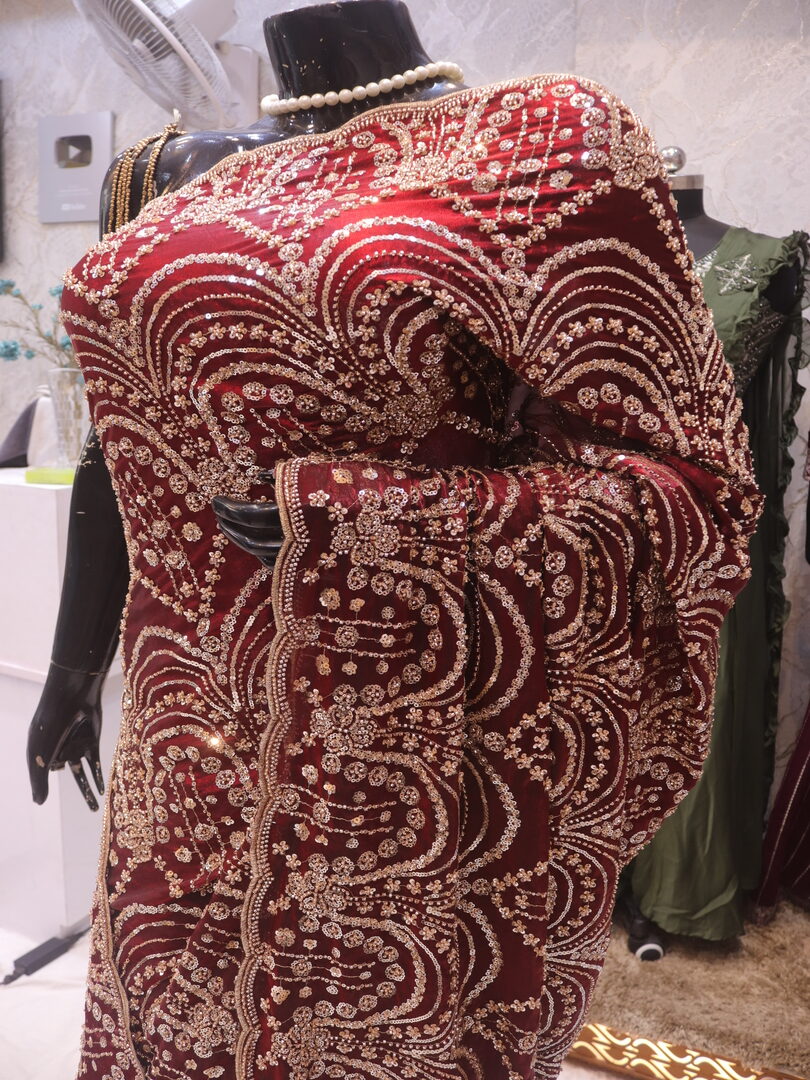 “The Royal Maroon” Premium Designer Saree - Image 4