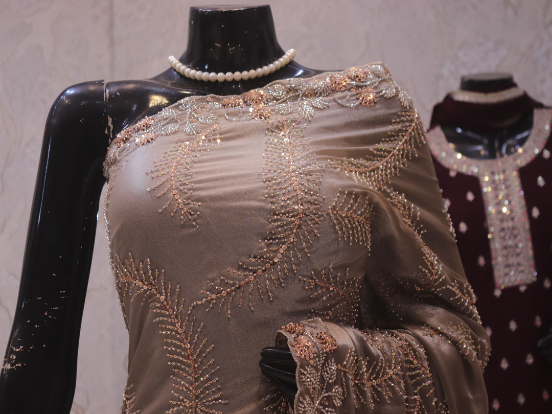 “The Metallic Grey” Premium Designer Saree