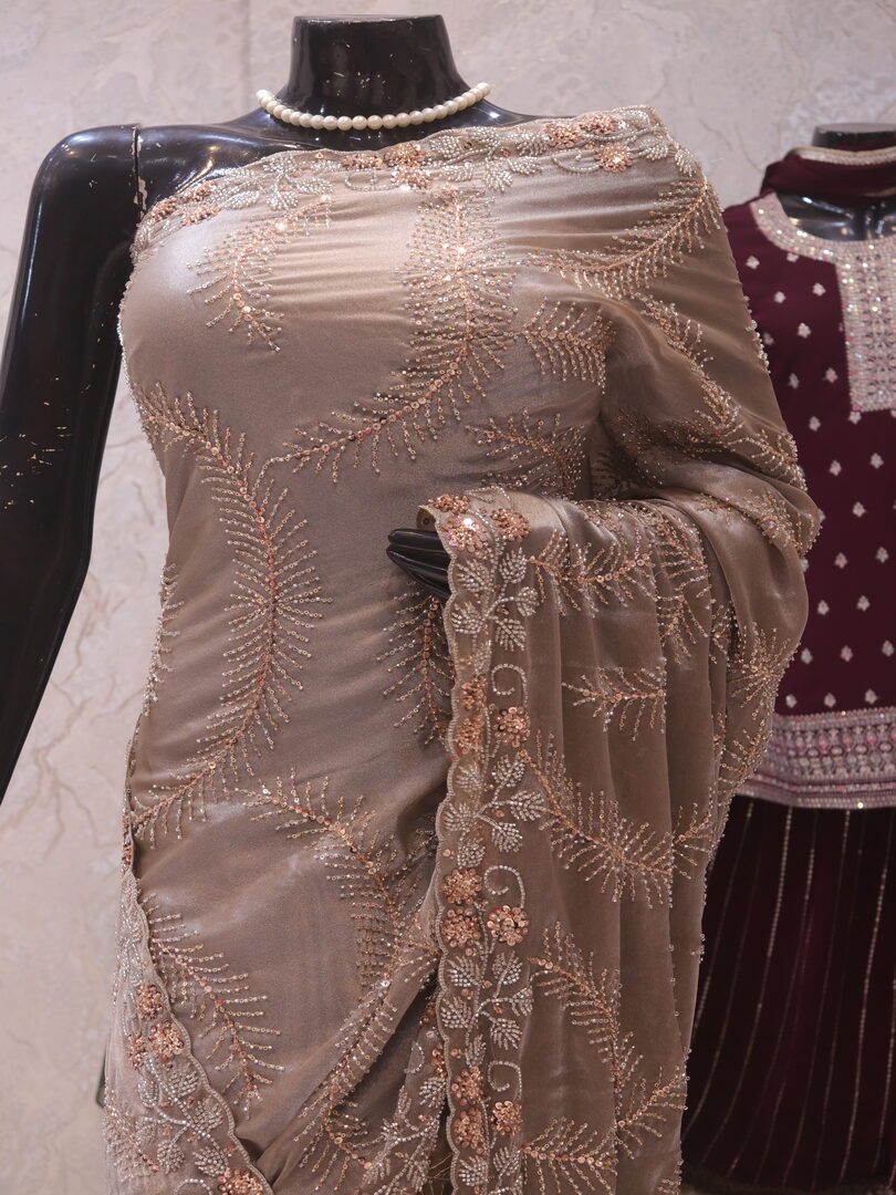 “The Metallic Grey” Premium Designer Saree - Image 2