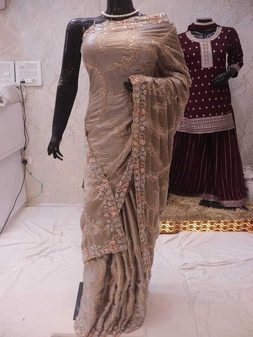 “The Metallic Grey” Premium Designer Saree - Image 3
