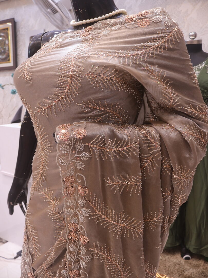 “The Metallic Grey” Premium Designer Saree - Image 4