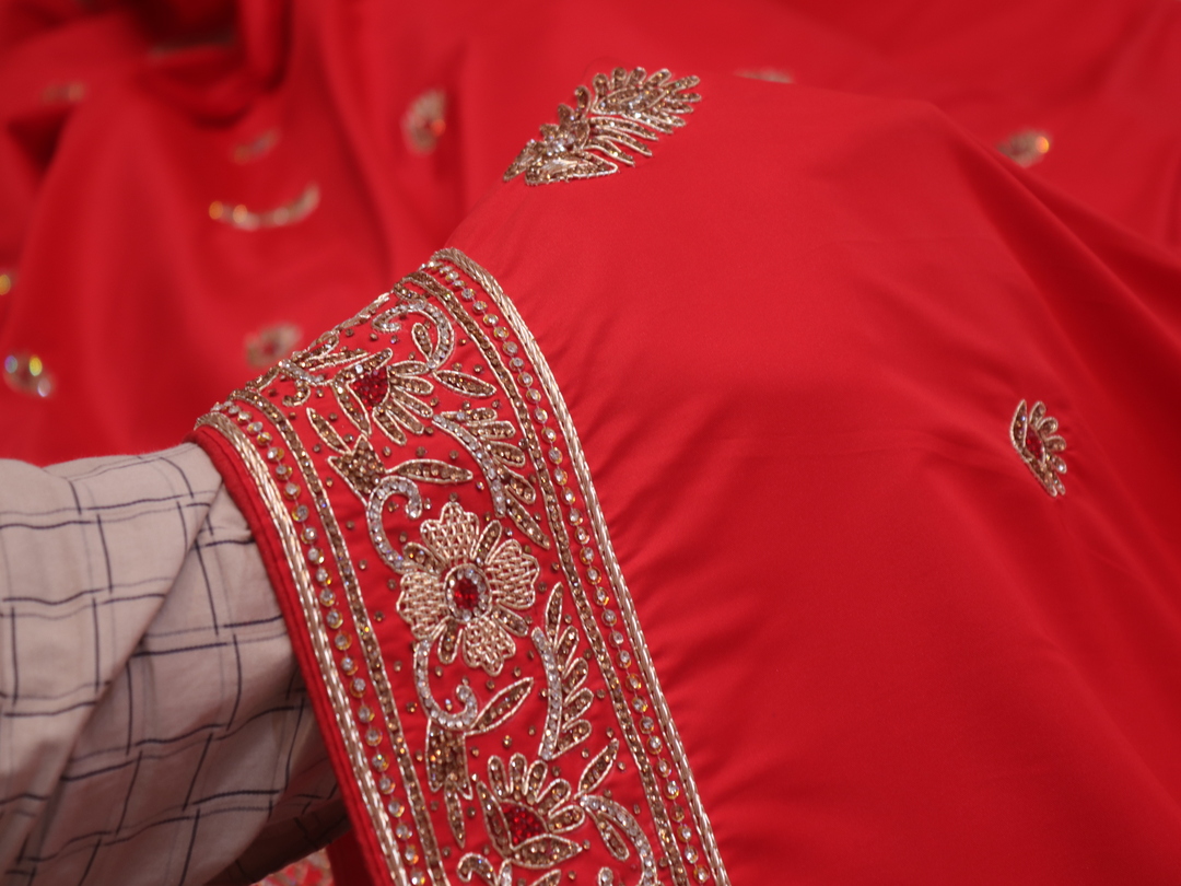 “The Ultimate Bridal Red” Premium Handcrafted Designer Saree - Image 5