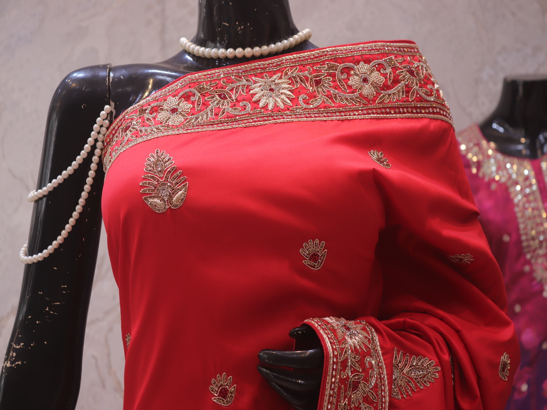 “The Ultimate Bridal Red” Premium Handcrafted Designer Saree