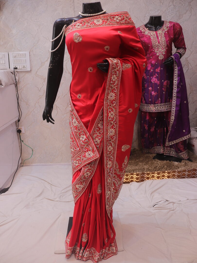 “The Ultimate Bridal Red” Premium Handcrafted Designer Saree - Image 3