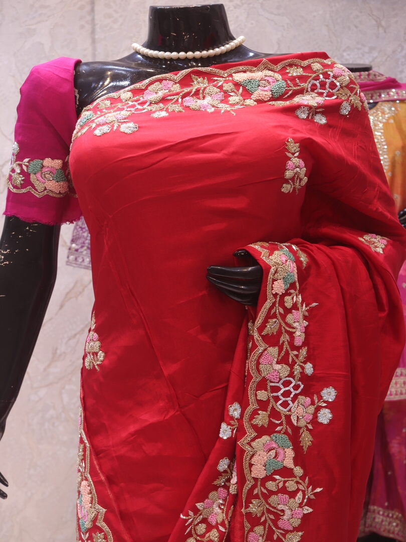 “The Royal Red Pure” Premium Handcrafted Exquisite Designer Saree - Image 2