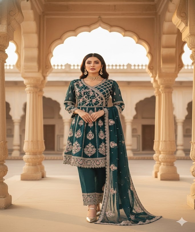 The Designer Luxury Frock Style Ready to Wear Dress - Image 3