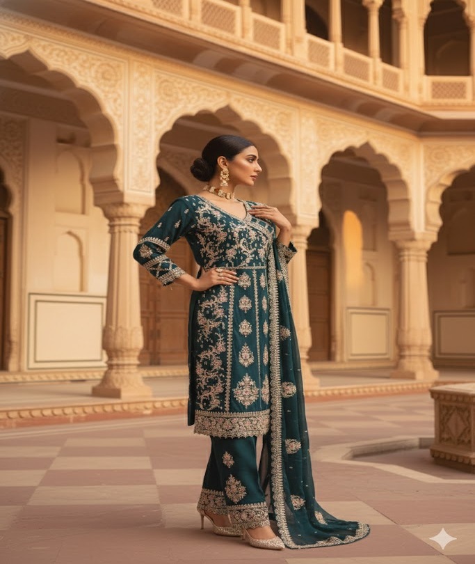 The Designer Luxury Frock Style Ready to Wear Dress - Image 4