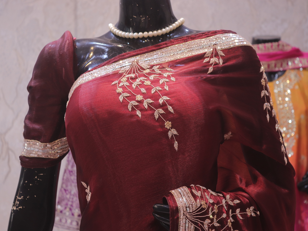 “The Royal Maroon” Premium Handcrafted Exquisite Designer Saree