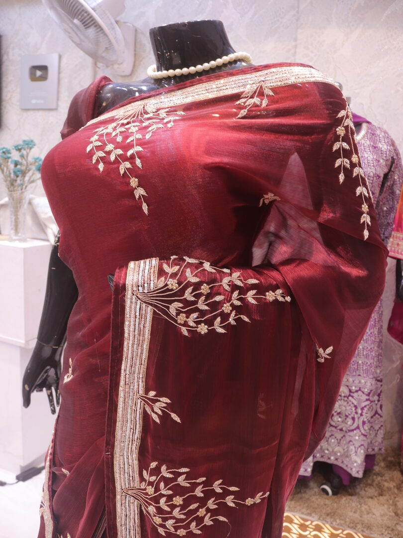 “The Royal Maroon” Premium Handcrafted Exquisite Designer Saree - Image 4