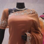 “The Golden Brown” Premium Hand Embroidery Designer Saree