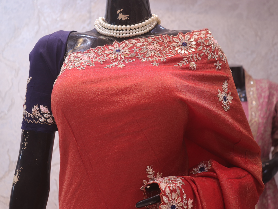 “The Exquisite Rusty Red” Premium Designer Saree