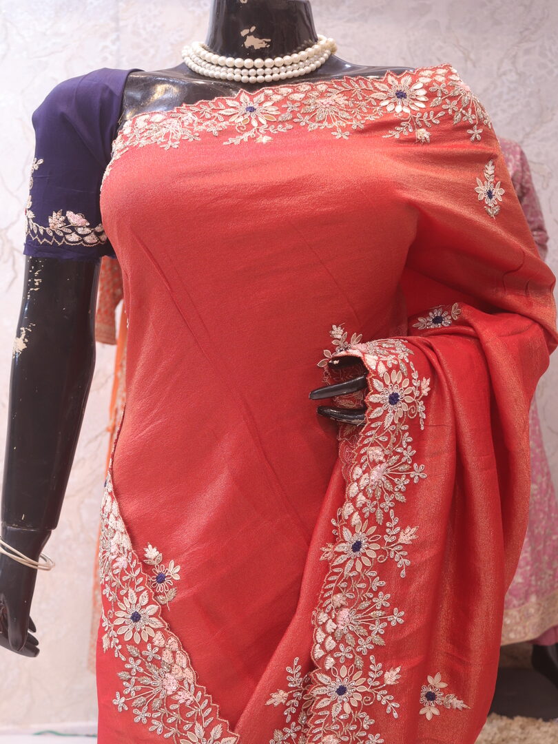 “The Exquisite Rusty Red” Premium Designer Saree - Image 2