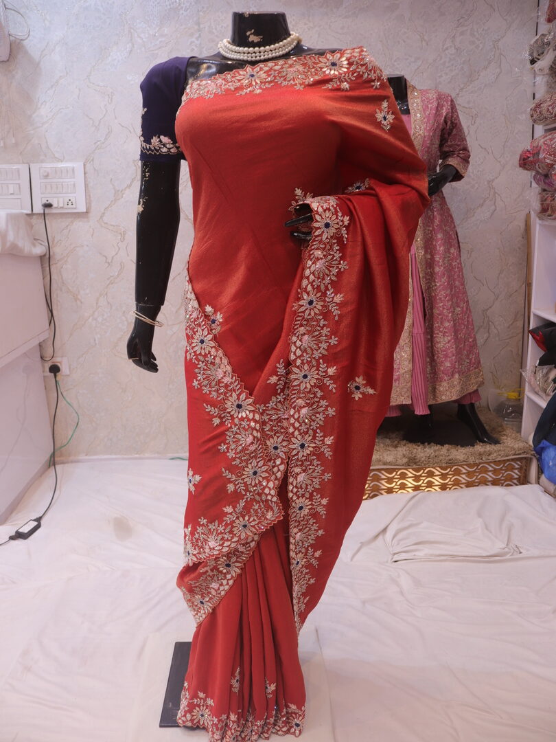“The Exquisite Rusty Red” Premium Designer Saree - Image 3