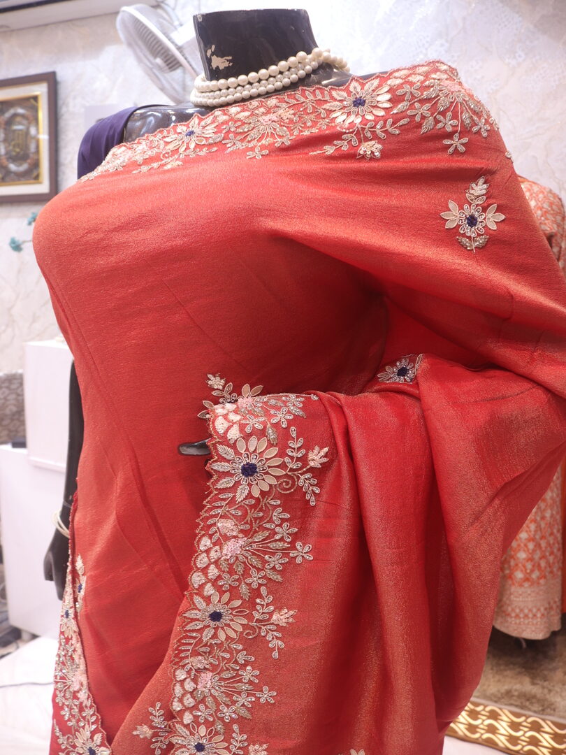 “The Exquisite Rusty Red” Premium Designer Saree - Image 4