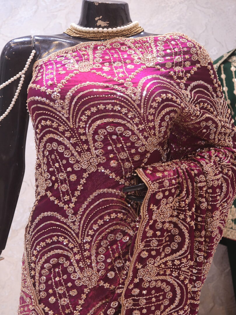 “The Wine” Premium Designer Saree - Image 2
