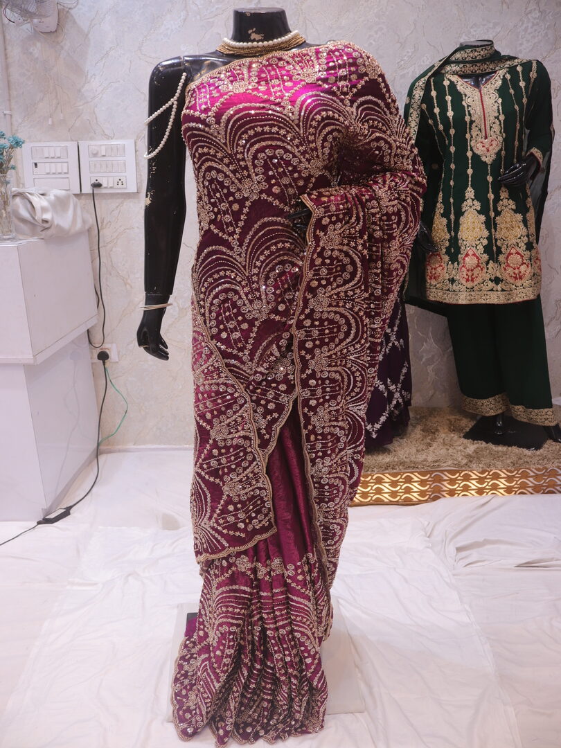 “The Wine” Premium Designer Saree - Image 3