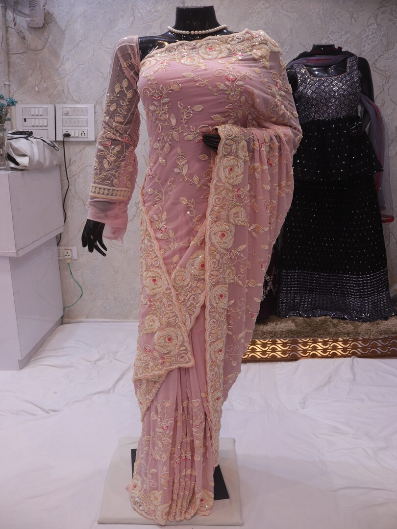“The Dusty Rose” Premium Designer Saree - Image 3