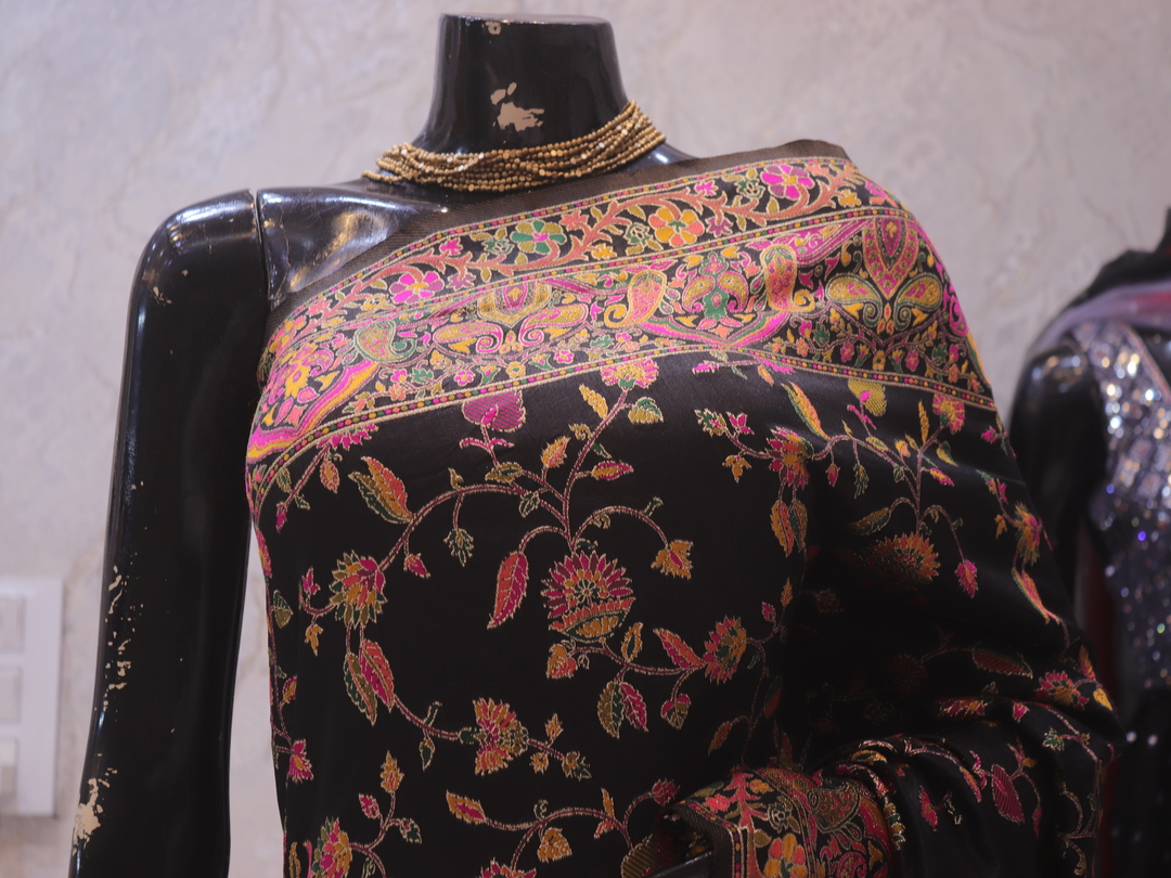 "The Pure Black" Premium Pashmina Silk Saree