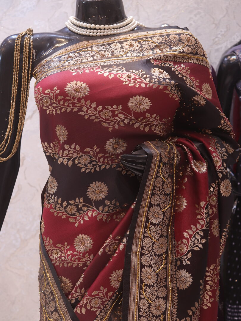 "The Maroon & Black" Premium Banarasi Silk Saree - Image 2