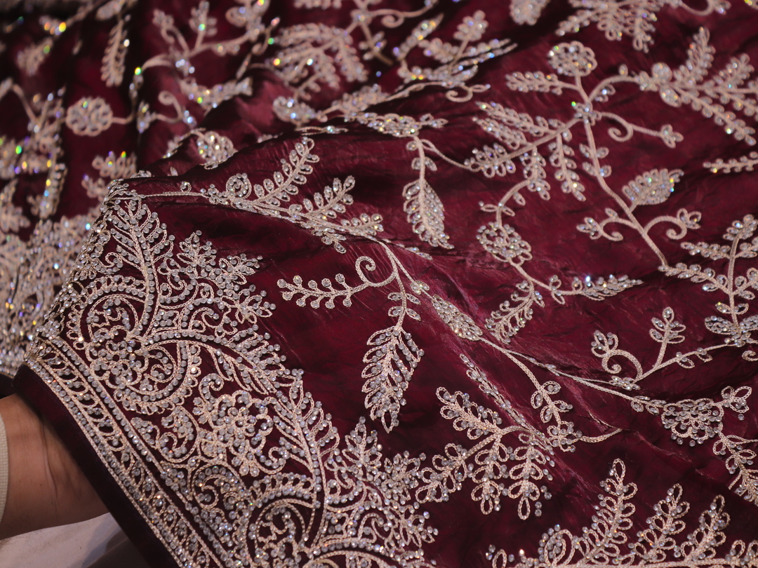 “The Wine Crystals” Premium Designer Saree - Image 5