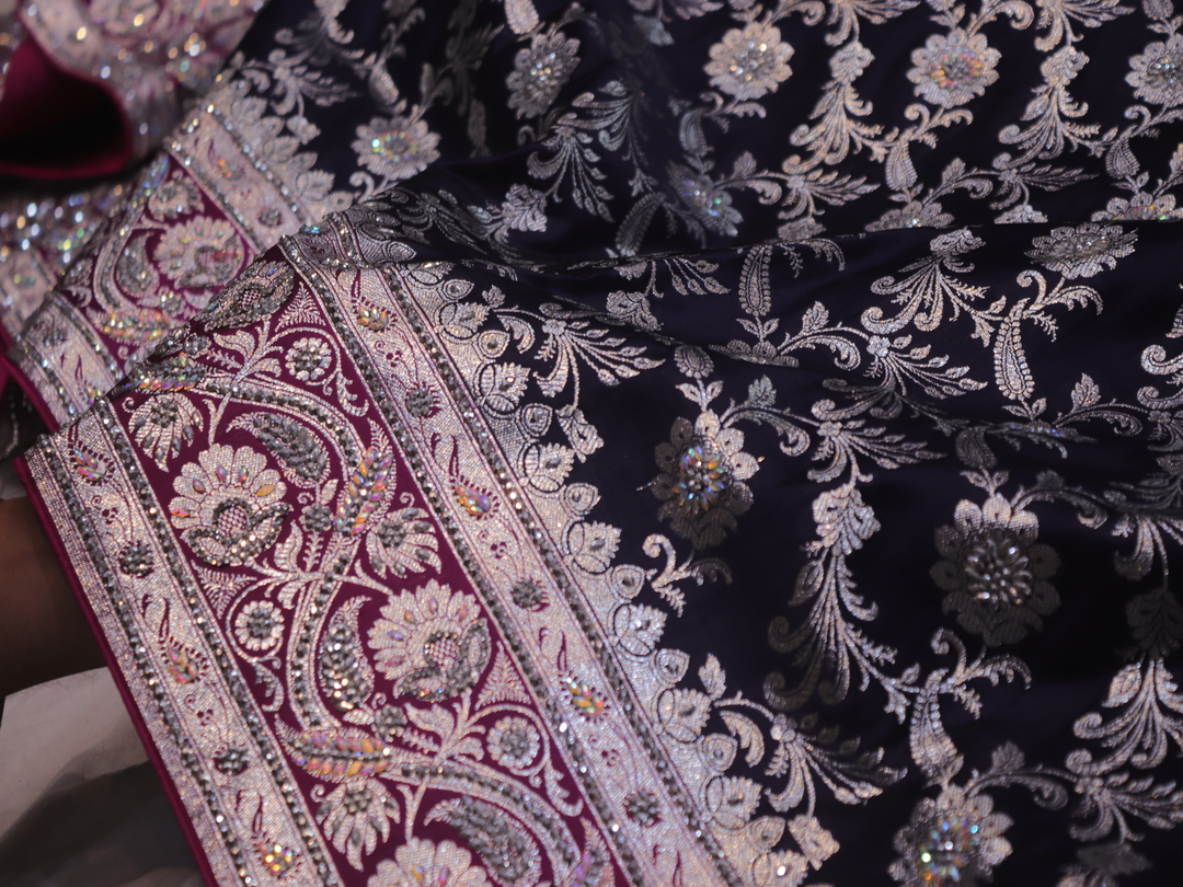 "The Navy Blue" Premium Banarasi Silk Saree - Image 5