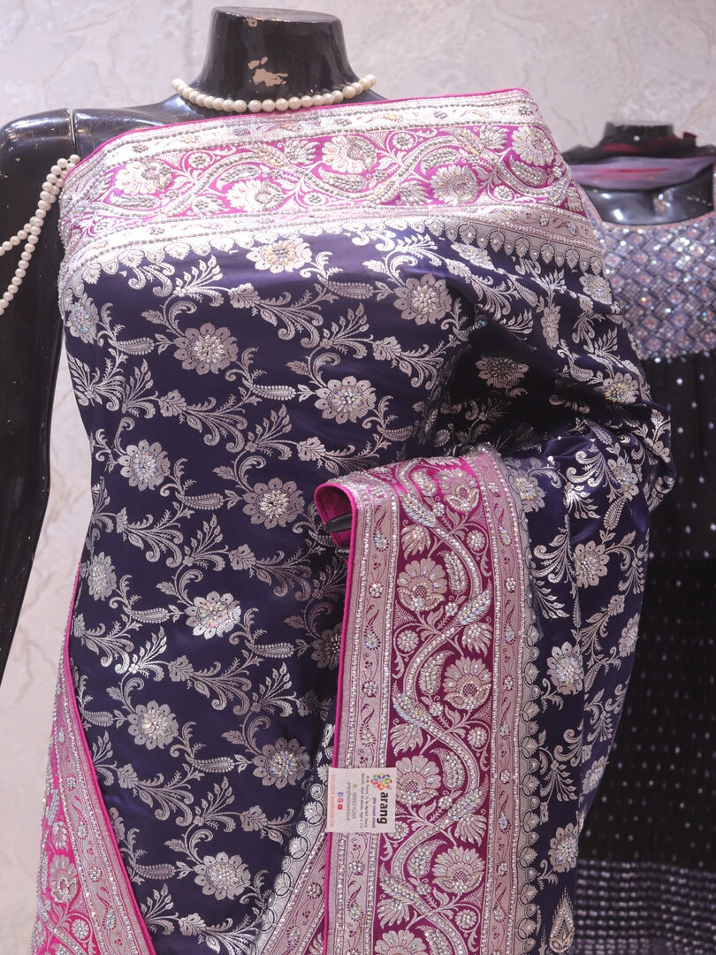 "The Navy Blue" Premium Banarasi Silk Saree - Image 2